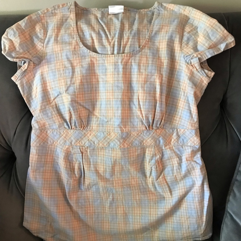 Motherhood Maternity cotton plaid top